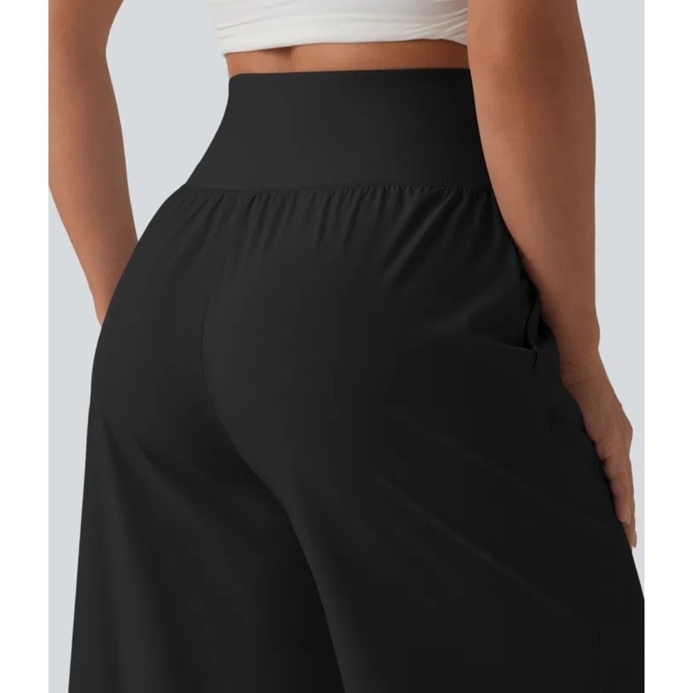 Halara Breezeful High Waisted RuffleWide Leg Quick Dry Pants Women's Small Black - Picture 4 of 16